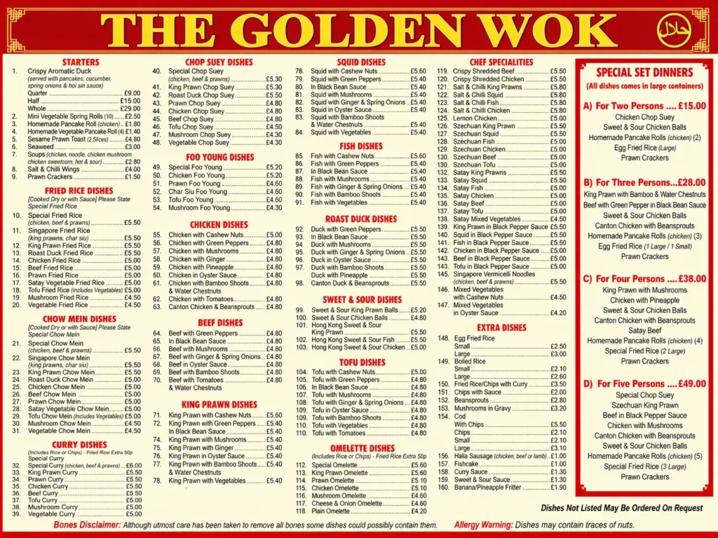 Golden Wok Menu