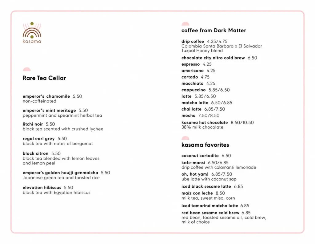 Kasama Menu