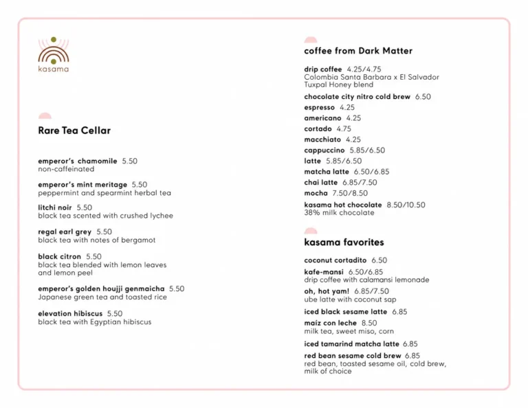 Kasama Menu
