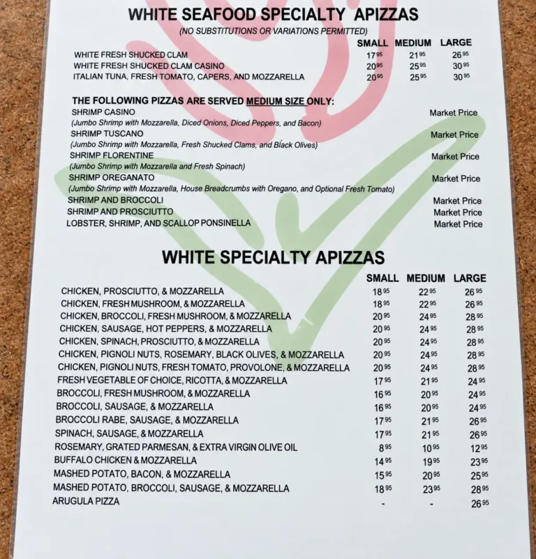Roseland Apizza Menu
