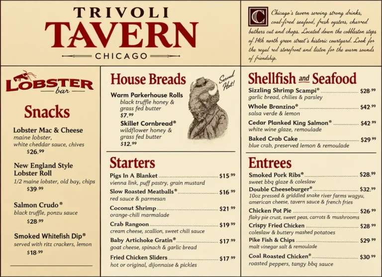 Trivoli Tavern Menu