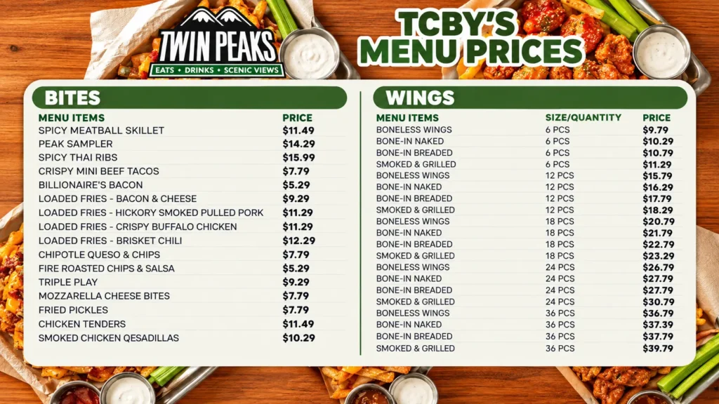 Twin Peaks Menu