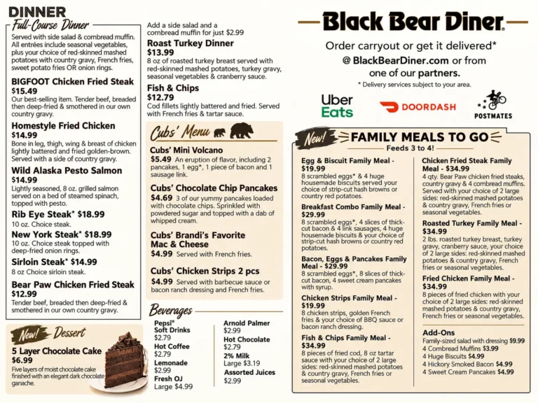 Black Bear Diner Menu