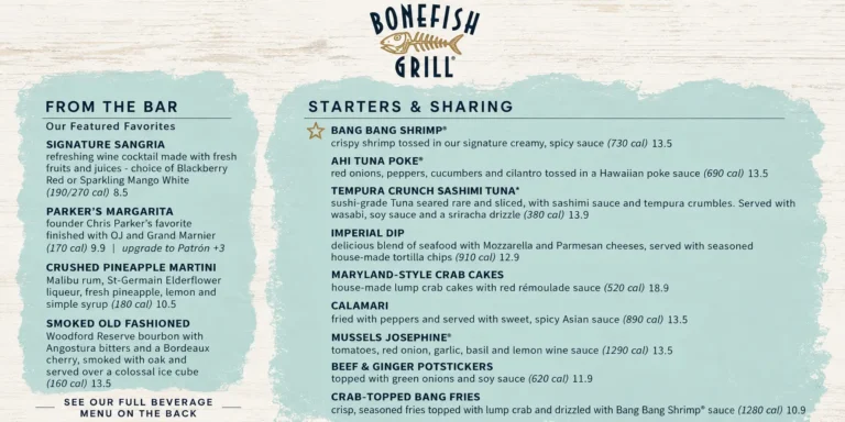 Bonefish Grill Menu