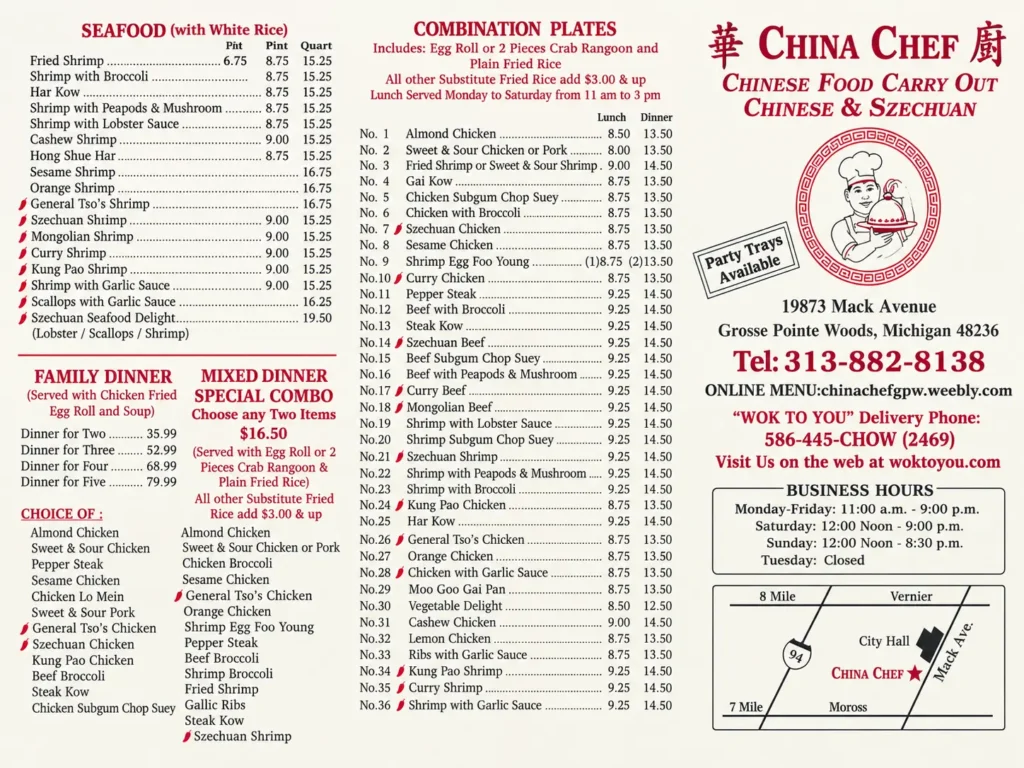 China Chef Menu