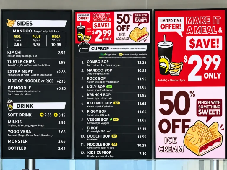 Cupbop Menu Boards and Promotions