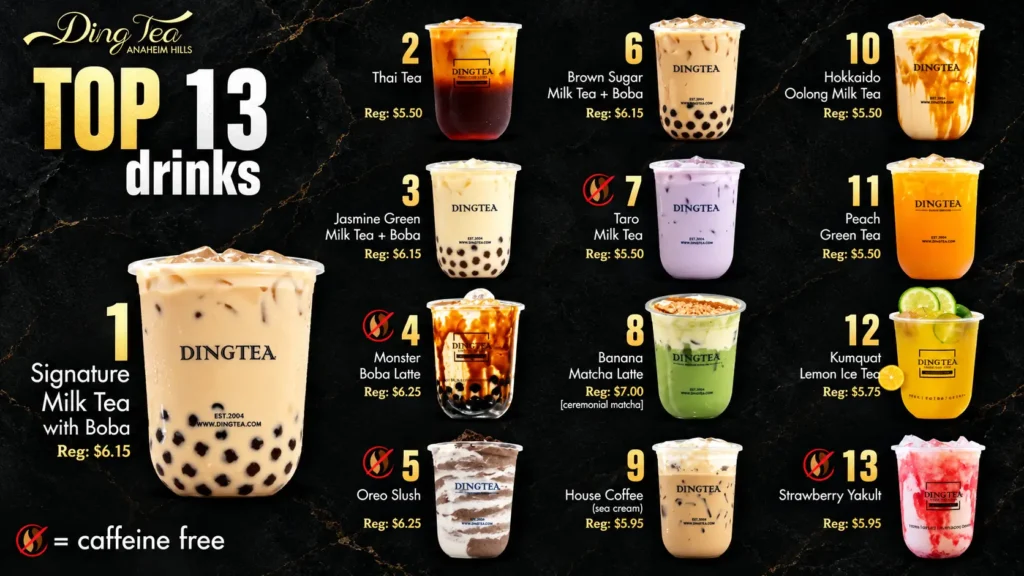 Ding Tea Menu