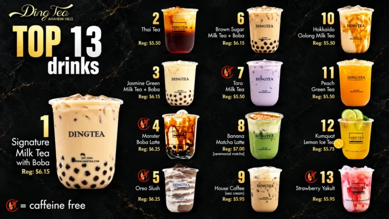 Ding Tea Menu