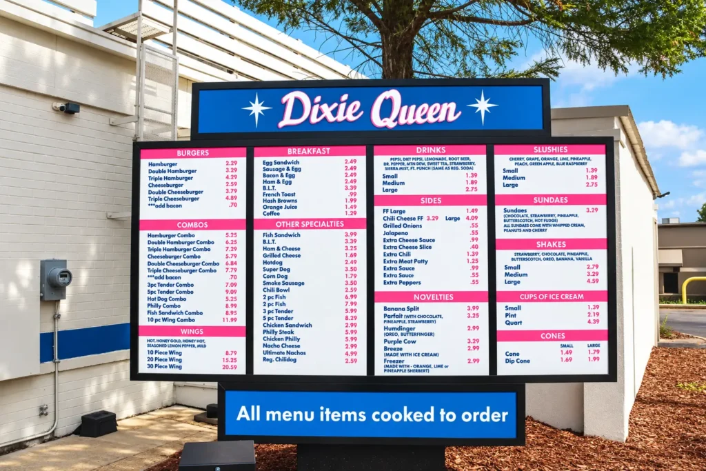 Dixie Queen Menu