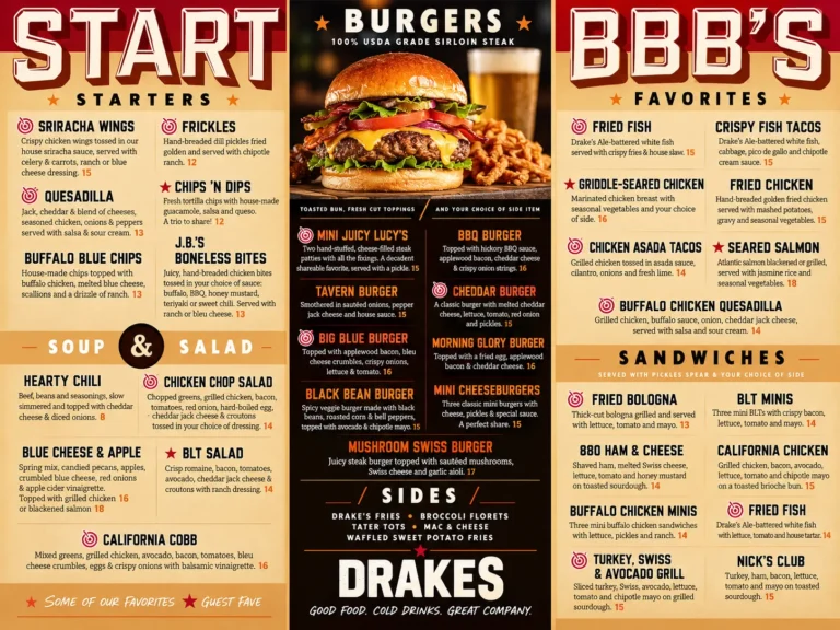 Drakes menu