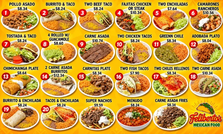 Filibertos Menu