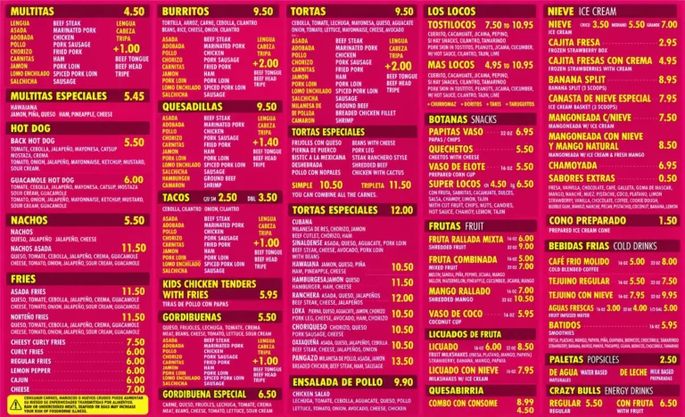 La Michoacana Menu