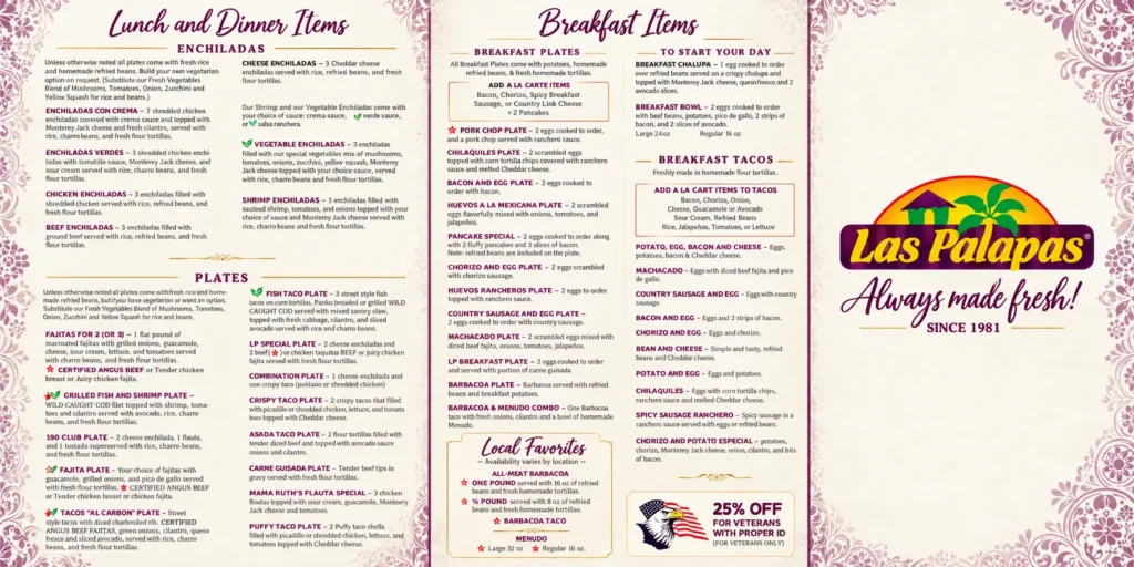 Las Palapas Menu