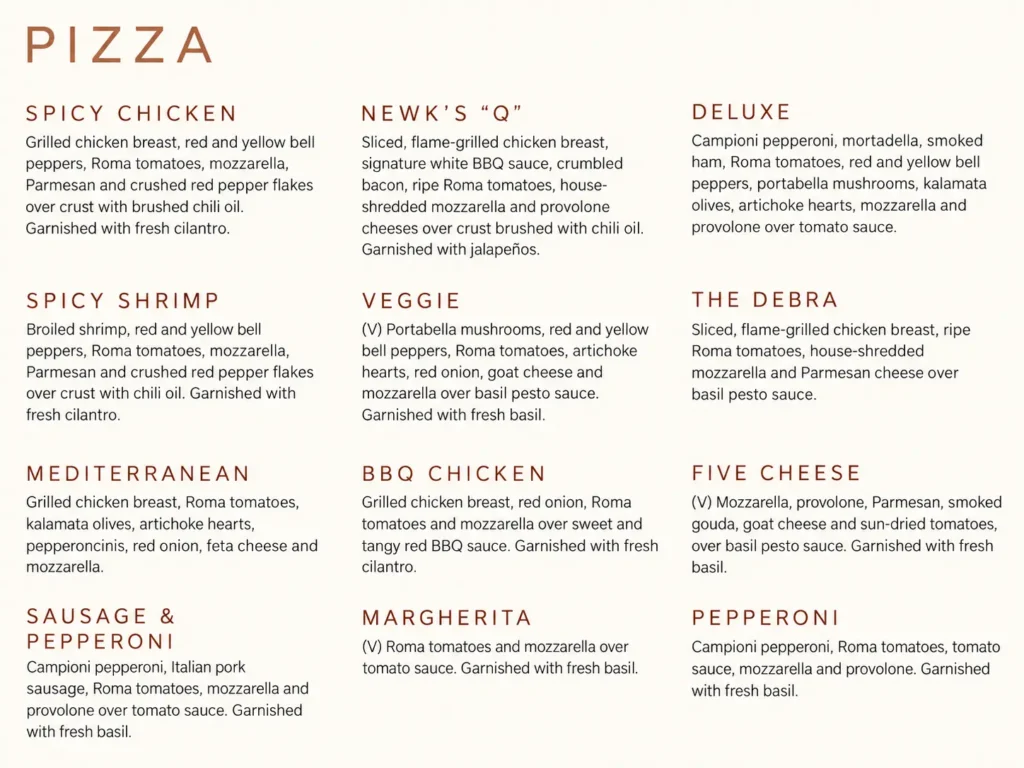 Newk's Menu