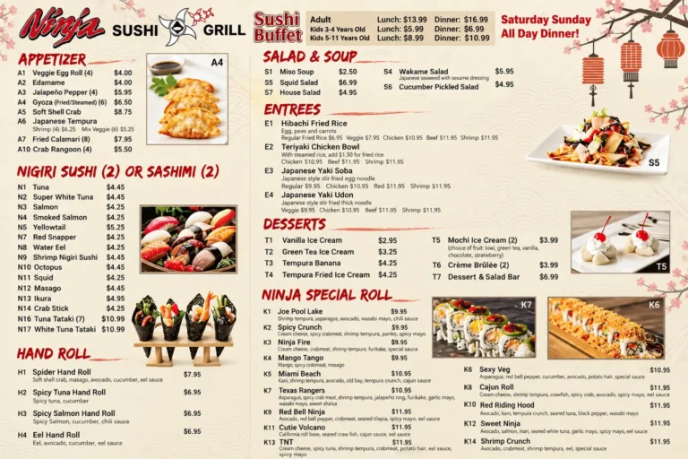 Ninja Sushi Menu