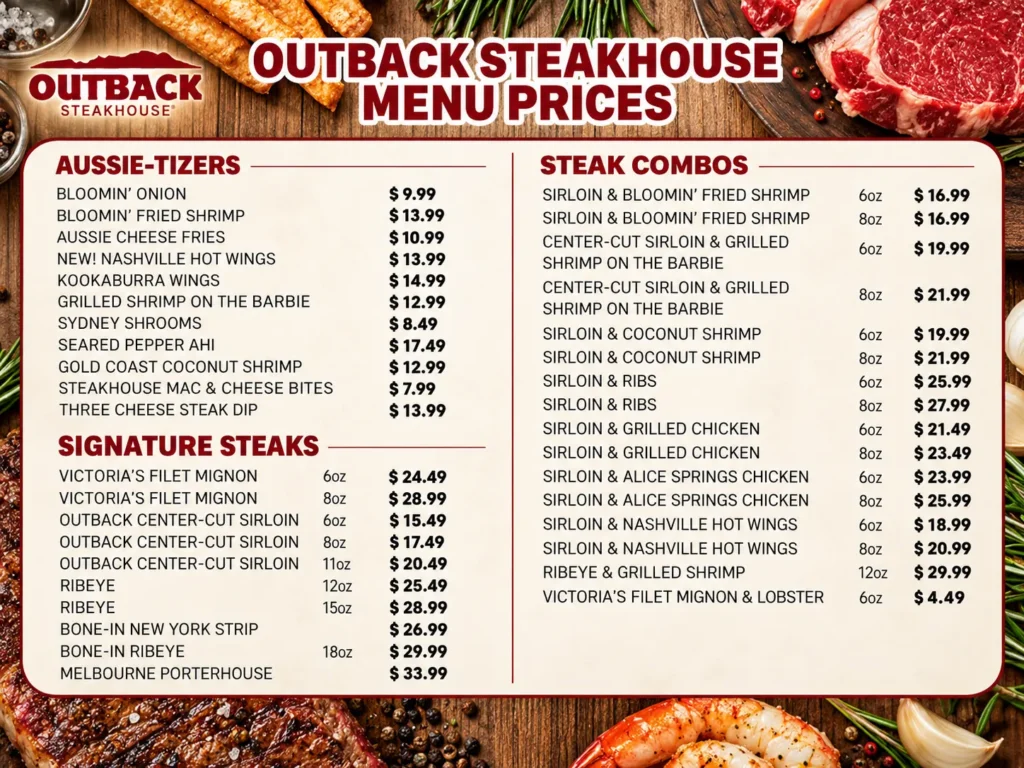 Outback Steakhouse Menu