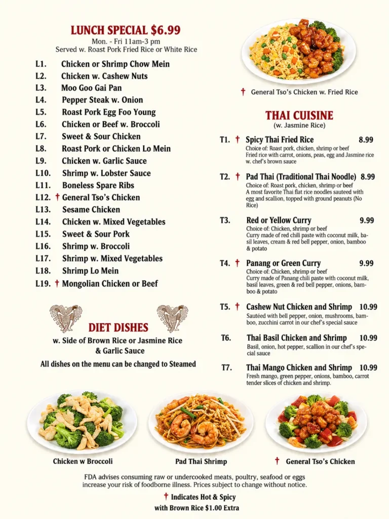 Red Bowl Menu